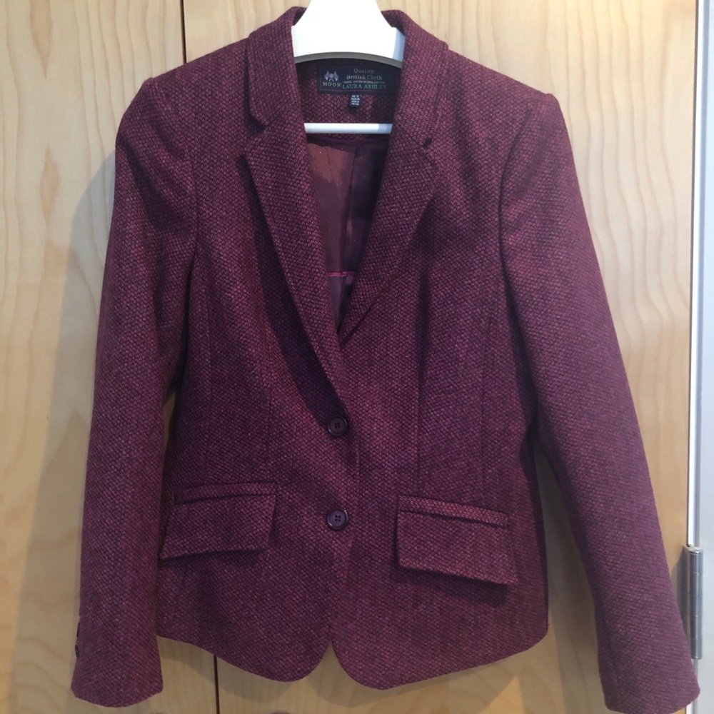 Laura Ashley maroon purple wool blazer Size 8